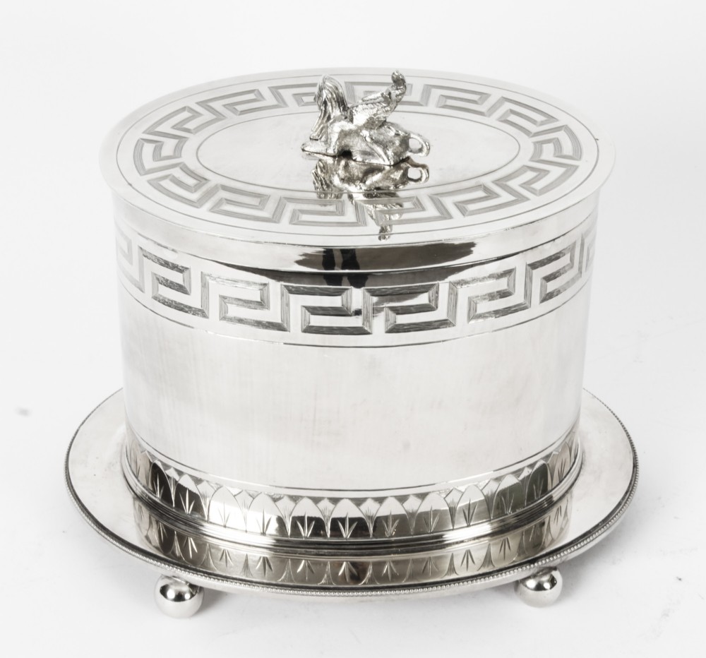 Antique Neo-classical Silver Plated Biscuit Sweet Box Munsey 1840 19th C
