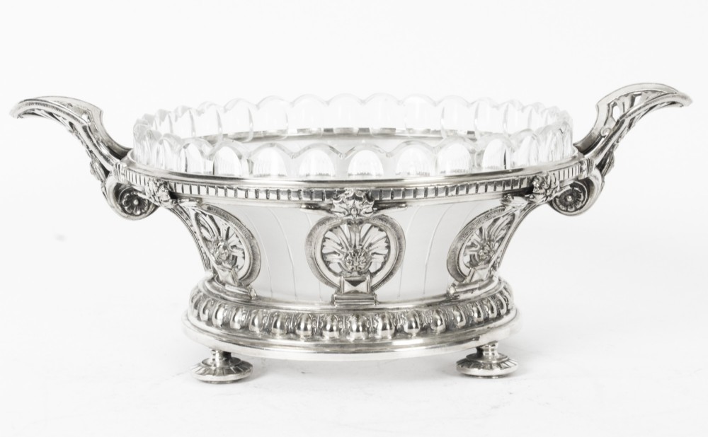 Antique Silver Plated & Cut Glass Centerpiece Thomas Bradbury C1860 19th Century
