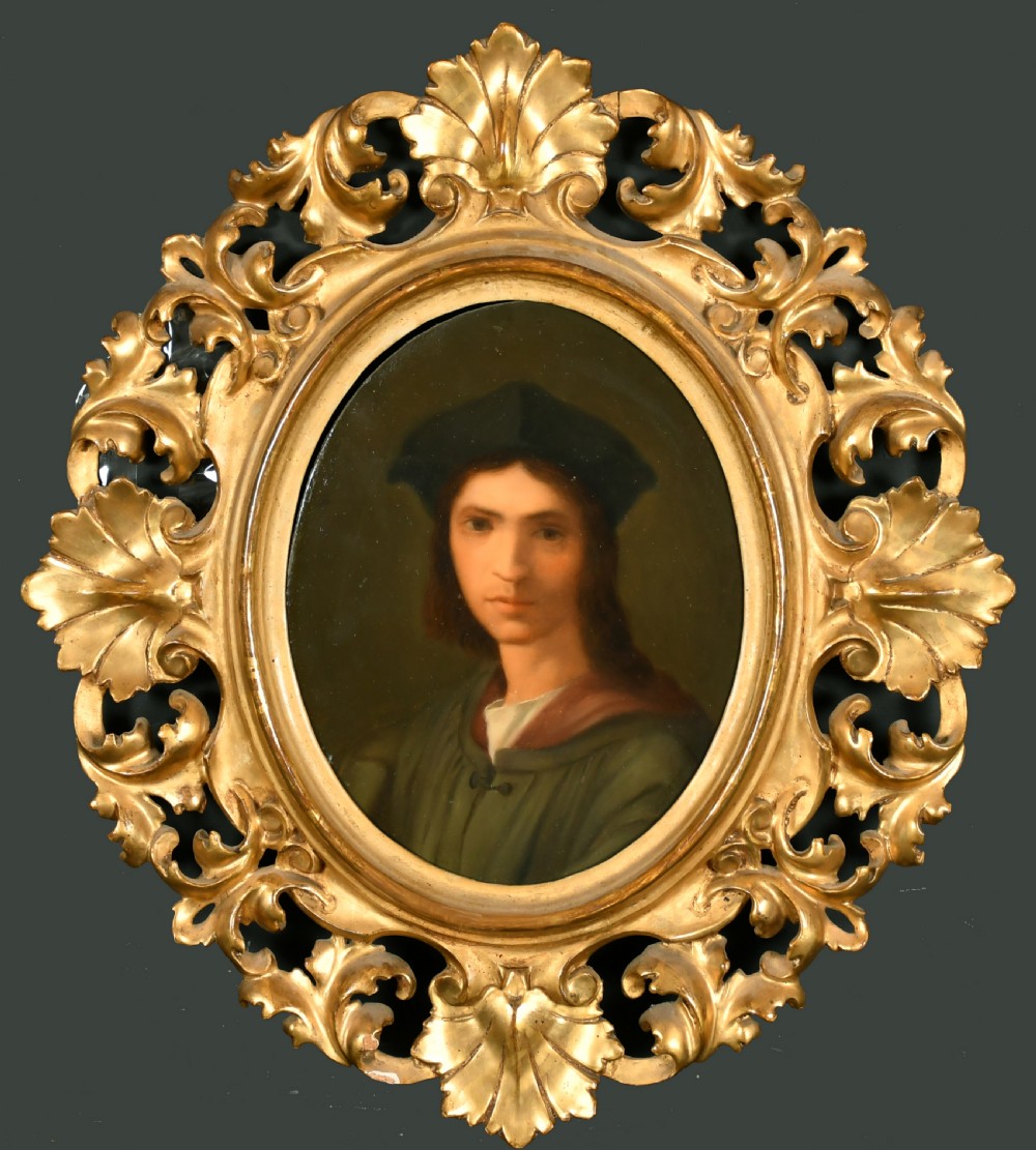 Antique Set of 4 Old Master Portraits Carved Giltwood Florentine Frames 19th C
 View XV