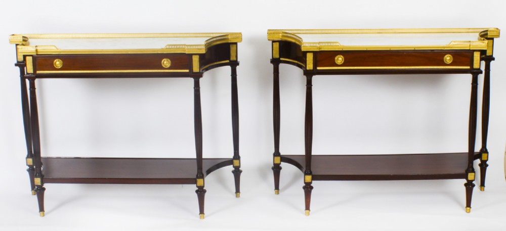 Antique Pair Russian Ormolu Mounted Console Side Tables 19th C C1840
