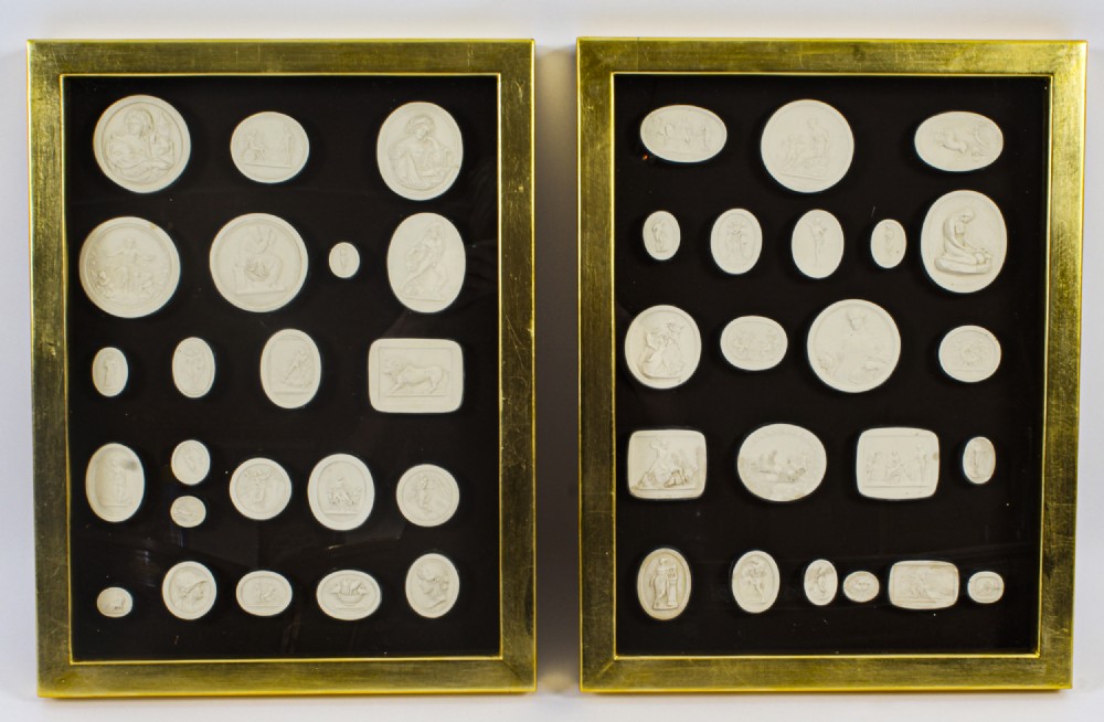 Antique Pair Box Framed Grand Tour Giovanni Liberotti Intaglios 19th C
