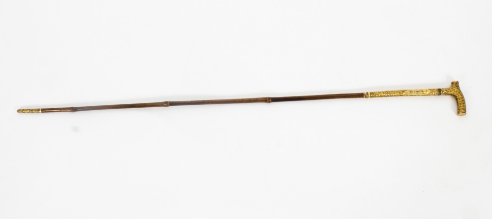 Antique Edwardian Bamboo Ormolu Sword / Walking Stick Cane London 1900
