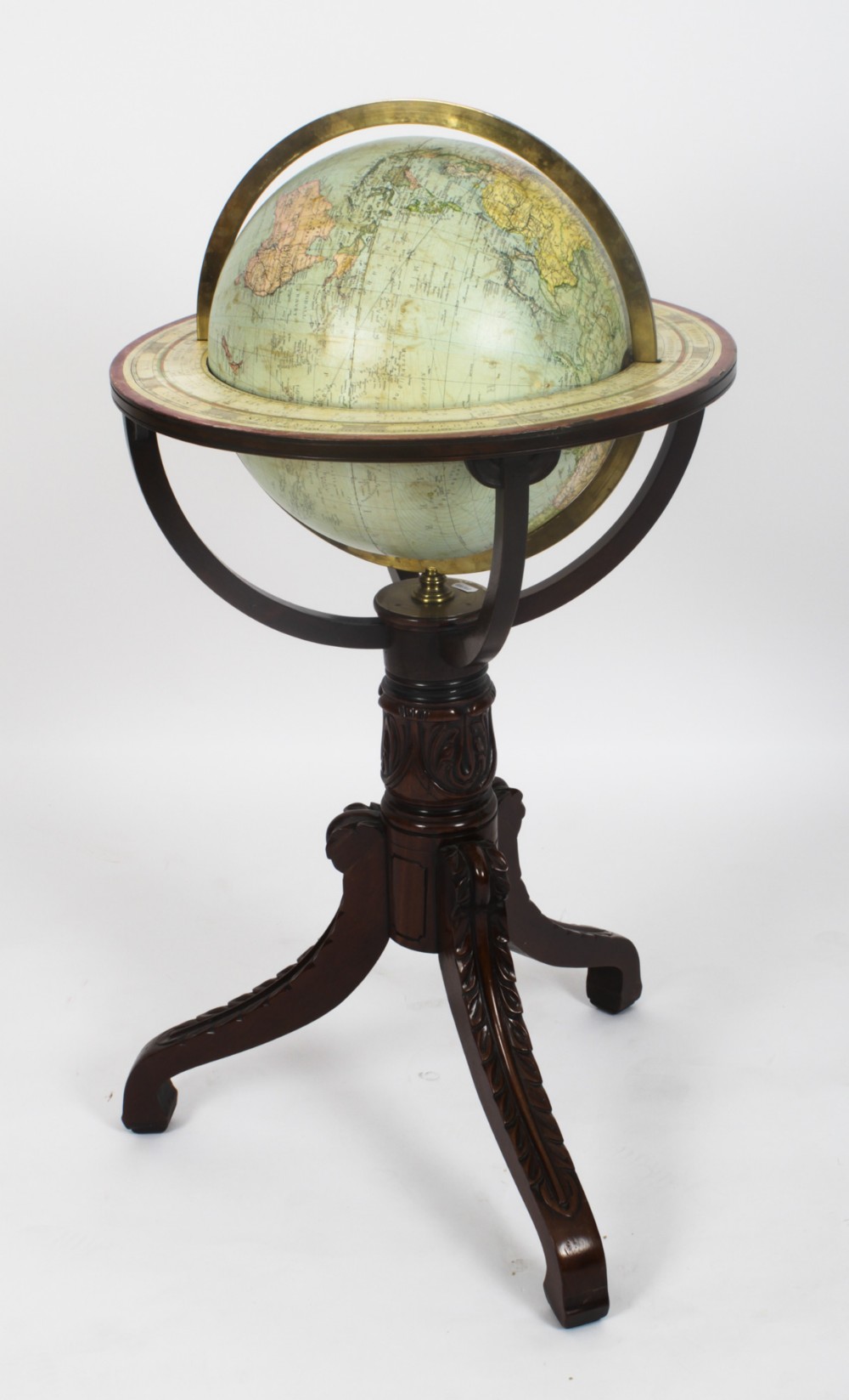 Antique Terrestrial Library Globe on Stand by Jordglob Sweden C1920
