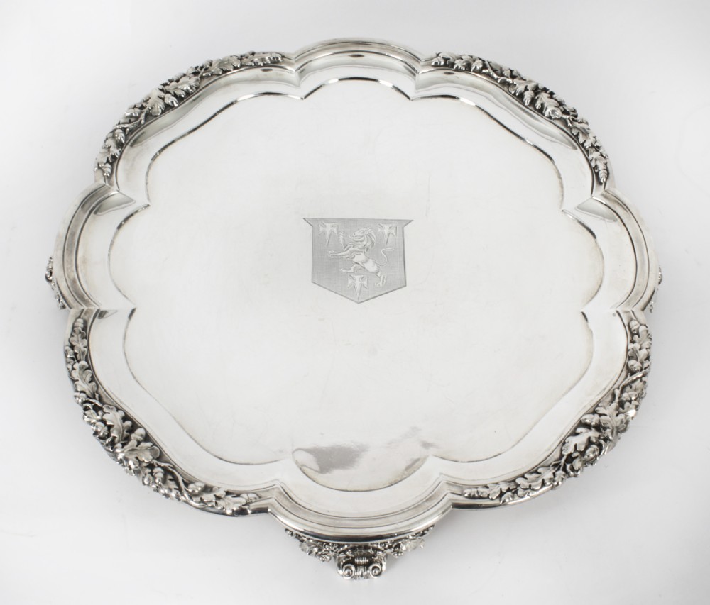Antique Paul Storr Large William IV Silver Tray Salver  1837 19th Century
