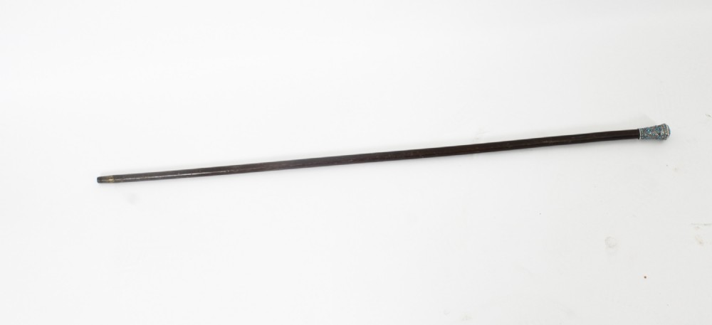 Antique French Silver Turquoise Walking Cane Stick 19th Century

