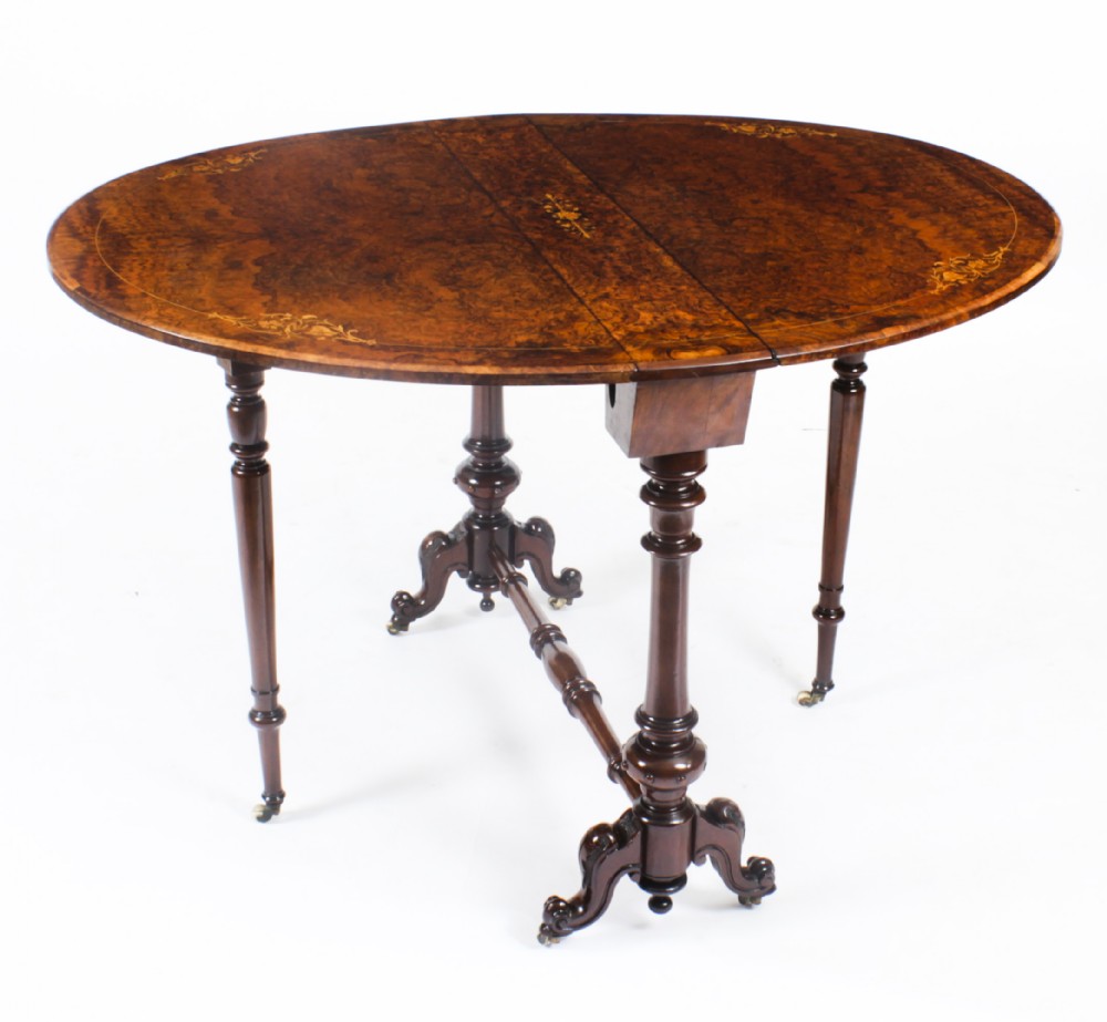 Antique Victorian Burr Walnut & Inlaid Sutherland Table c.1870 19th C
