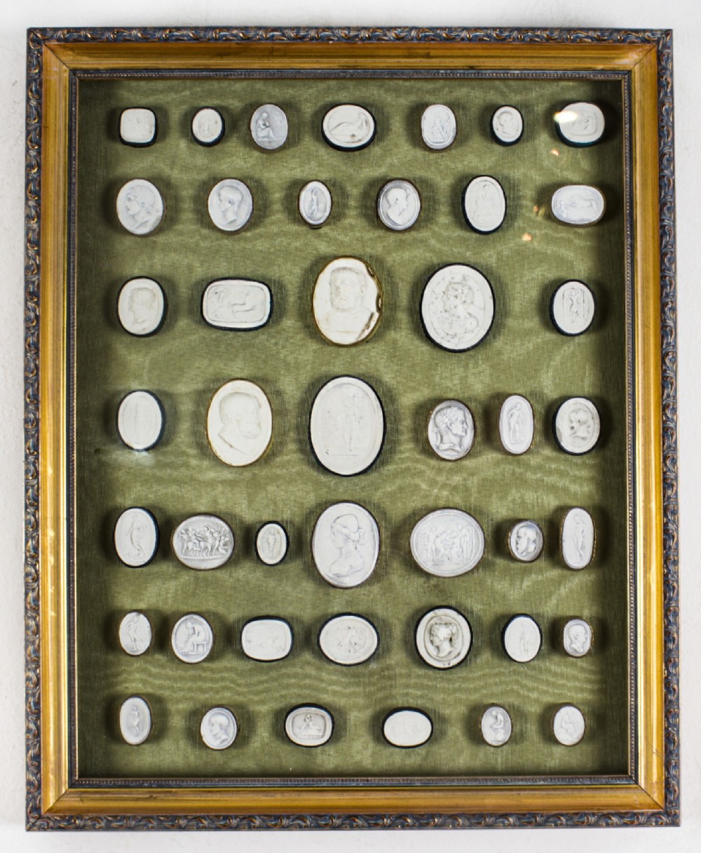 Antique Set Framed 45 Grand Tour Giovanni Liberotti Intaglios 19th C
