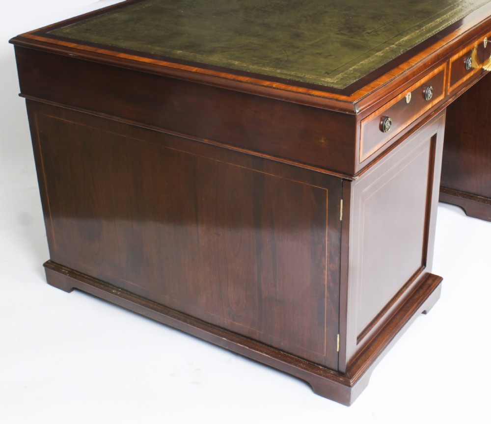 Antique Victorian Flame Mahogany Partners Pedestal Desk c.1870 19th C
 View XIV