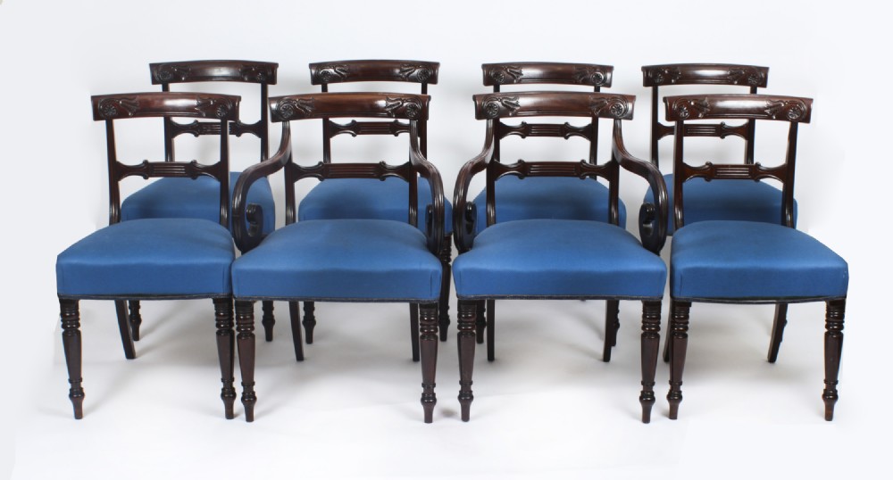 Antique Set 8 Regency period Dining Chairs C1830 19th Century

