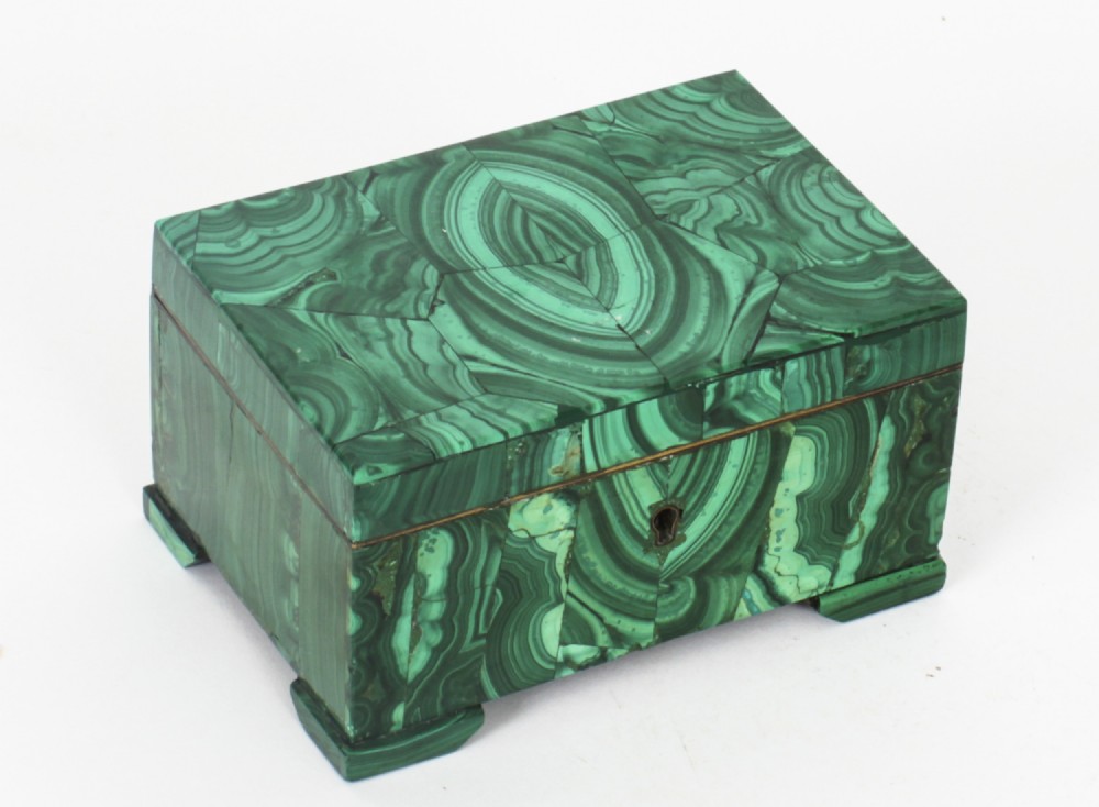 Antique Malachite & Gilt Bronze Lidded Jewellery Casket 19th C C1860
