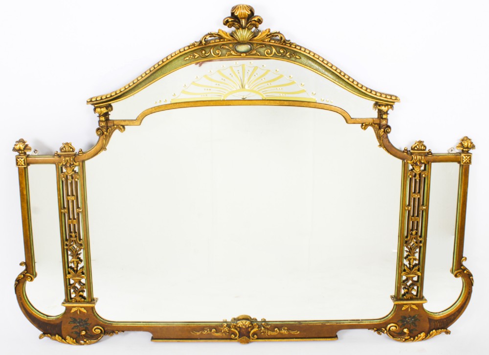 Antique Large English Art Deco Overmantel Mirror c.1920 137x182cm
