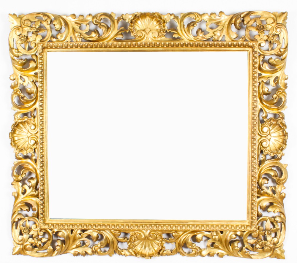 Antique Italian Giltwood Florentine Mirror 19th Century 104x93cm

