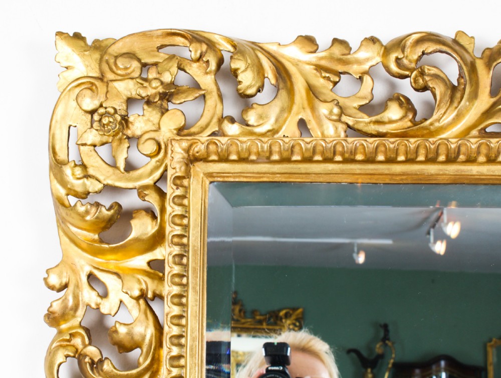 Antique Italian Giltwood Florentine Mirror 19th Century 104x93cm
 View V