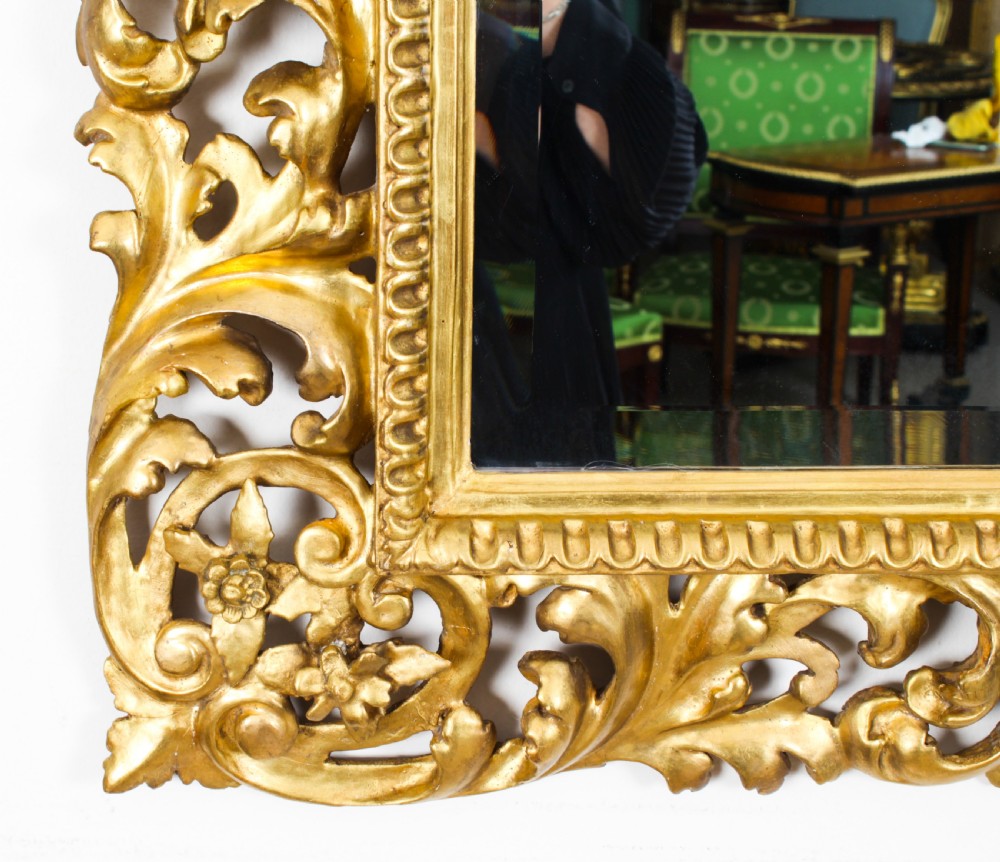 Antique Italian Giltwood Florentine Mirror 19th Century 104x93cm
 View VIII
