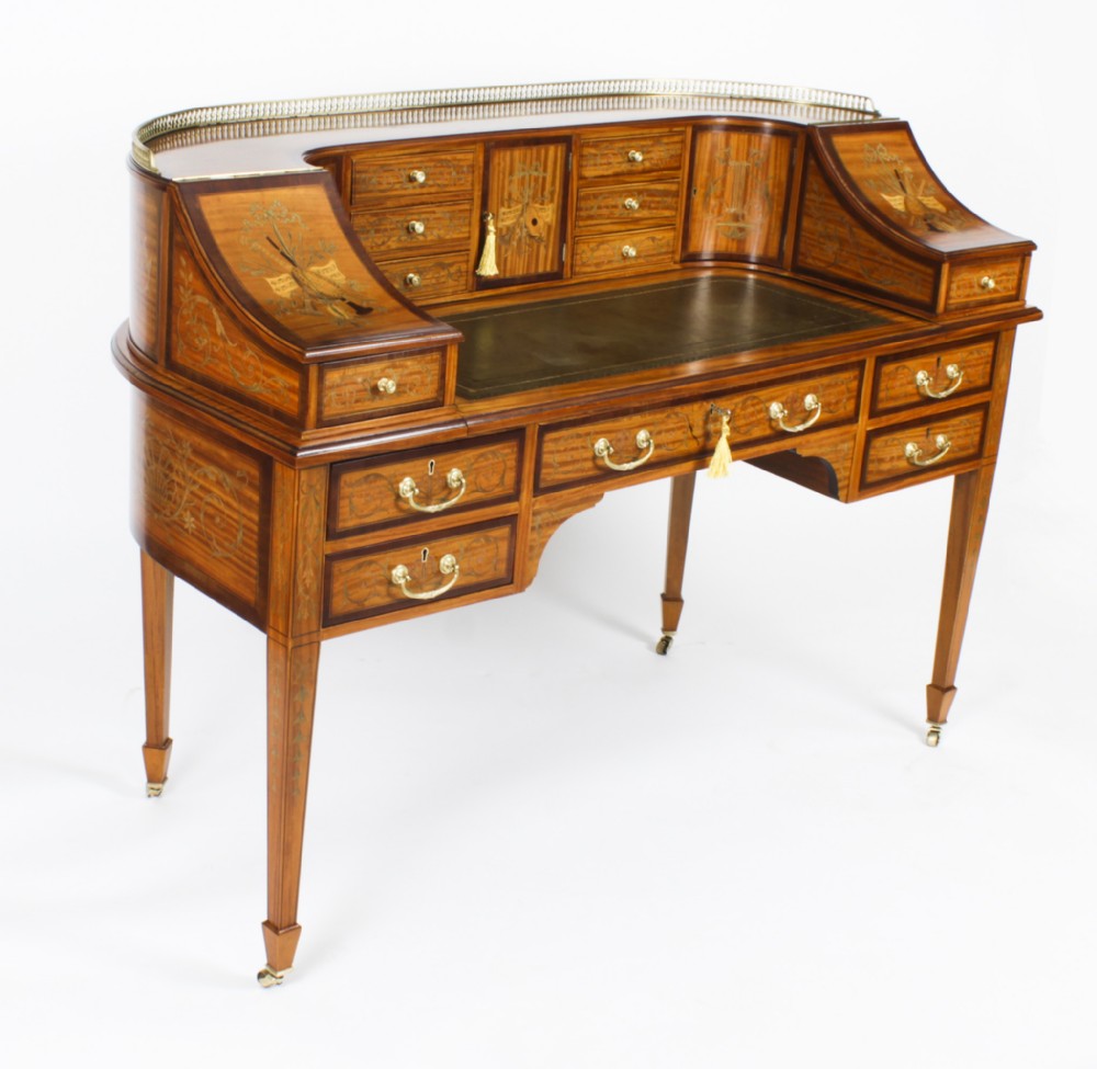 Antique Satinwood Carlton House Writing Desk Druce & Co 19th C
