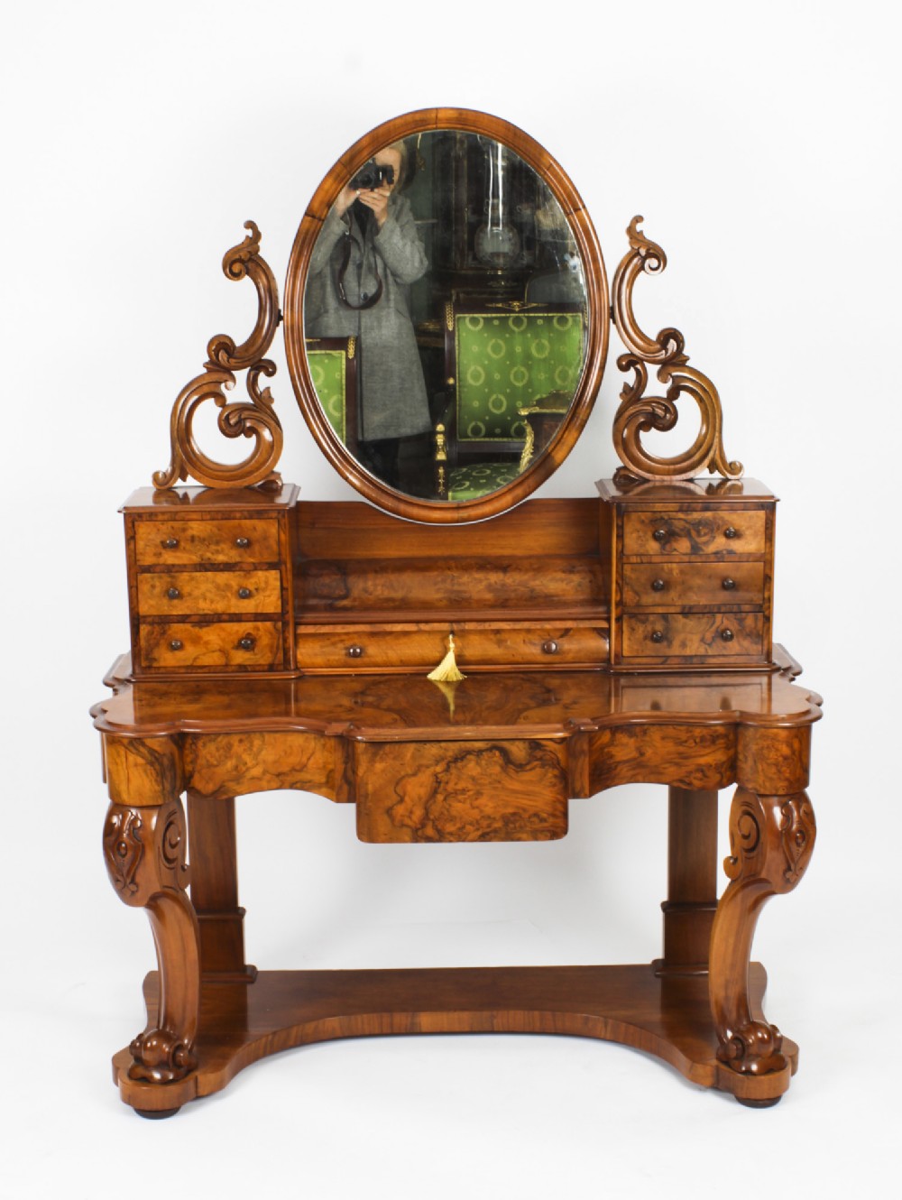 Antique Victorian Burr Walnut Duchesse Dressing Table 19th C
