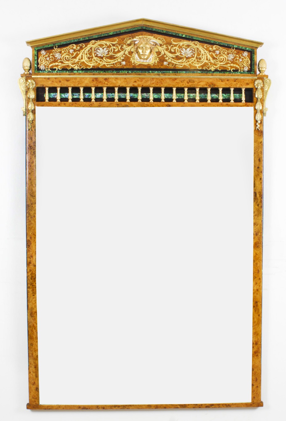 Antique Large French Burr Elm Giltwood Wall Mirror c.1870 - 173x101cm 19th C
