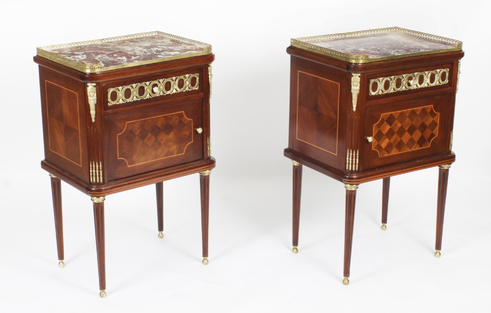 Antique Pair French Empire Style Bedside Cabinets 19th Century
