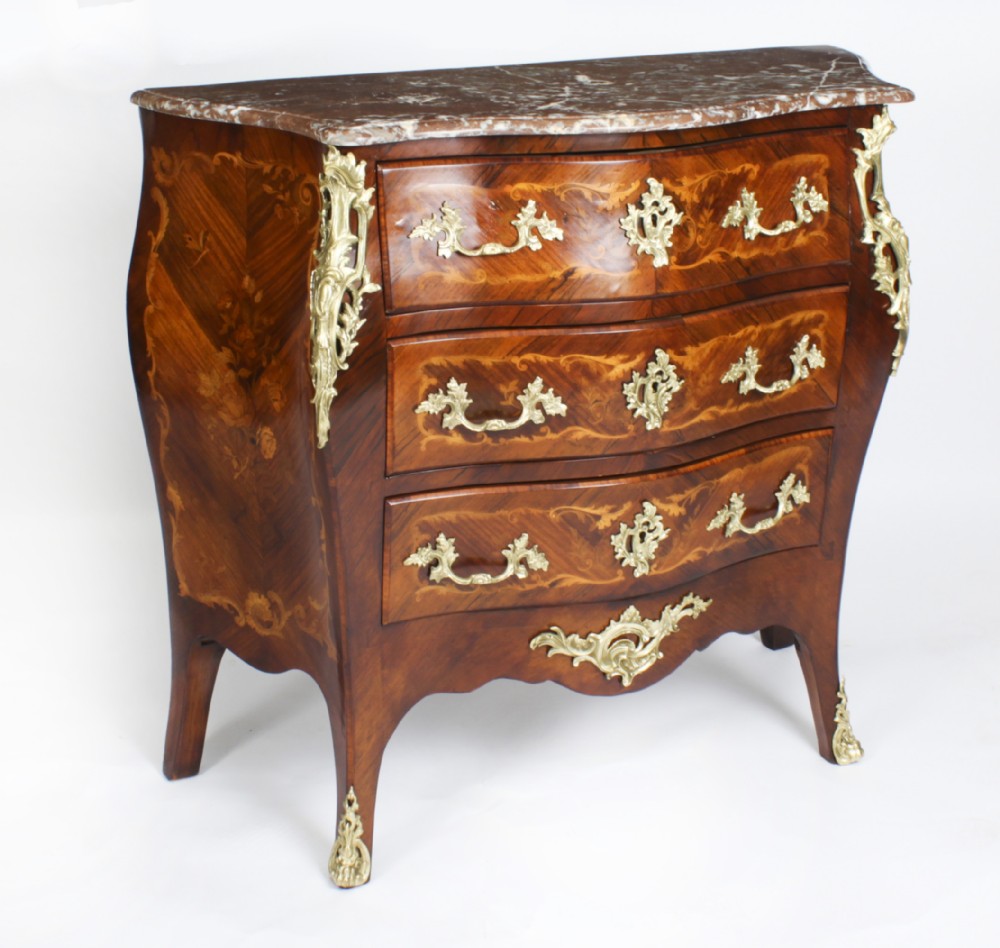 Antique French Louis Revival Marquetry Commode 19th Century
