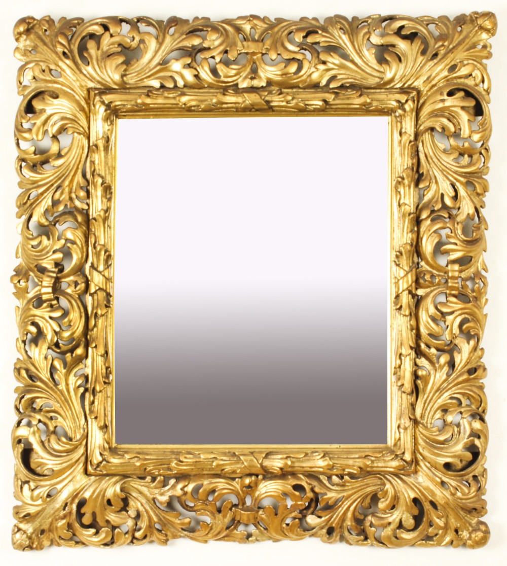 Antique Italian Giltwood Florentine Mirror 19th Century 72x64cm
