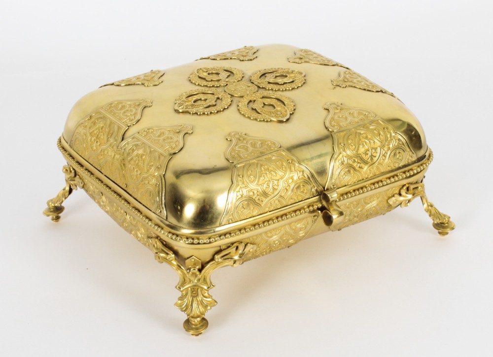 Antique Ormolu Pannelled Jewellery Casket C1870 19th C
