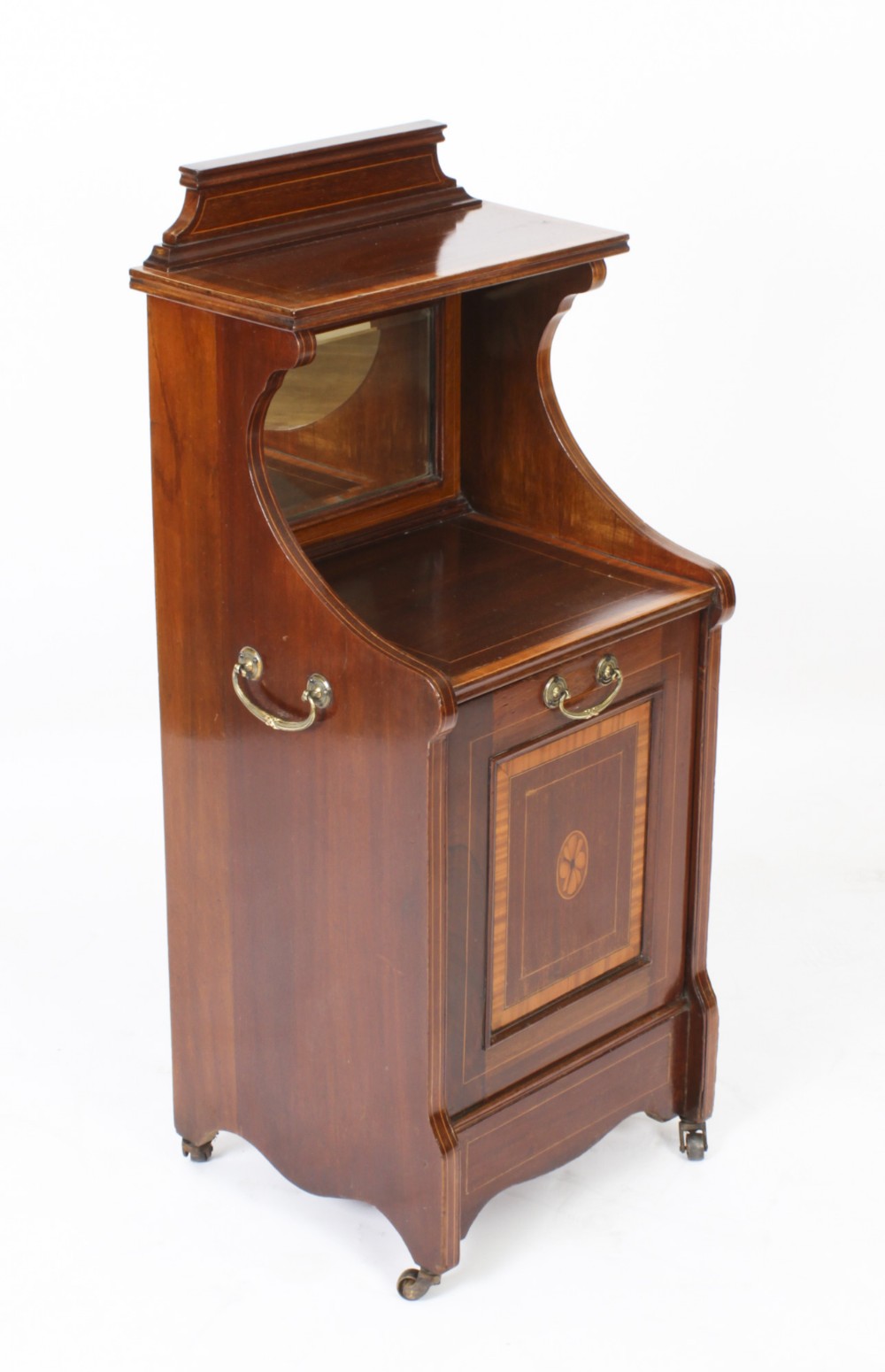 Antique Victorian Mahogany & Marquetry Coal Box Purdonium C1880