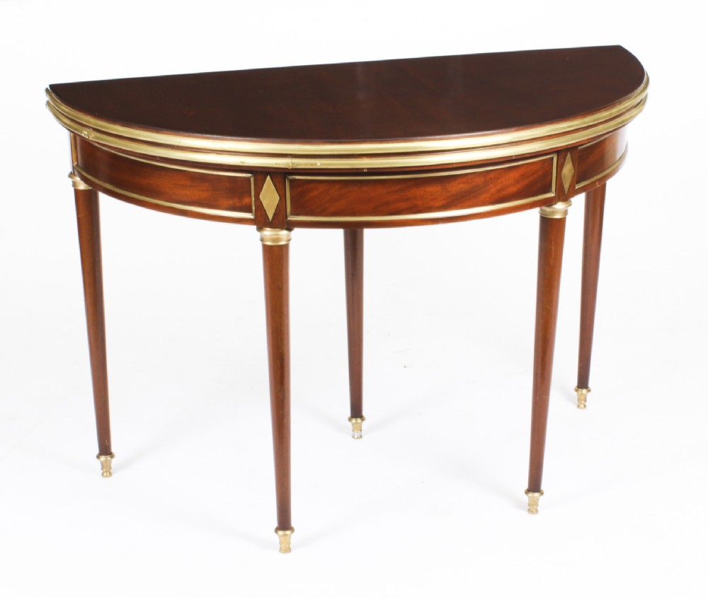 Antique French Directoire Brass Mounted Card Table Early 19th Century
