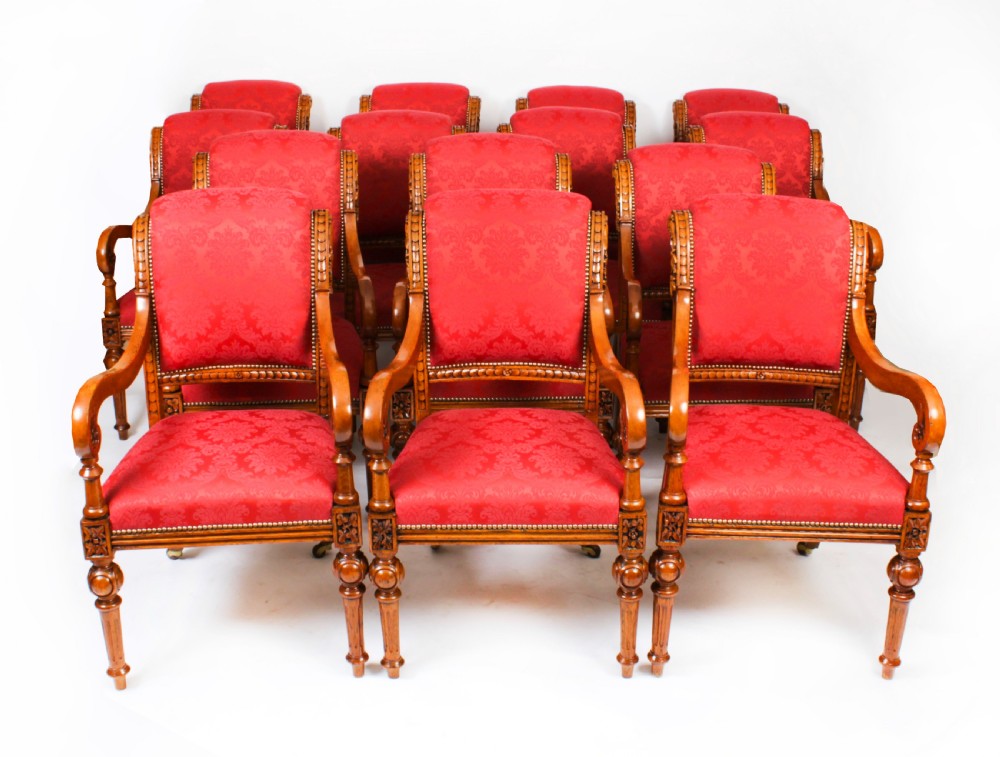 Antique Set 14 Irish Oak Open Armchairs C1840 19th C
