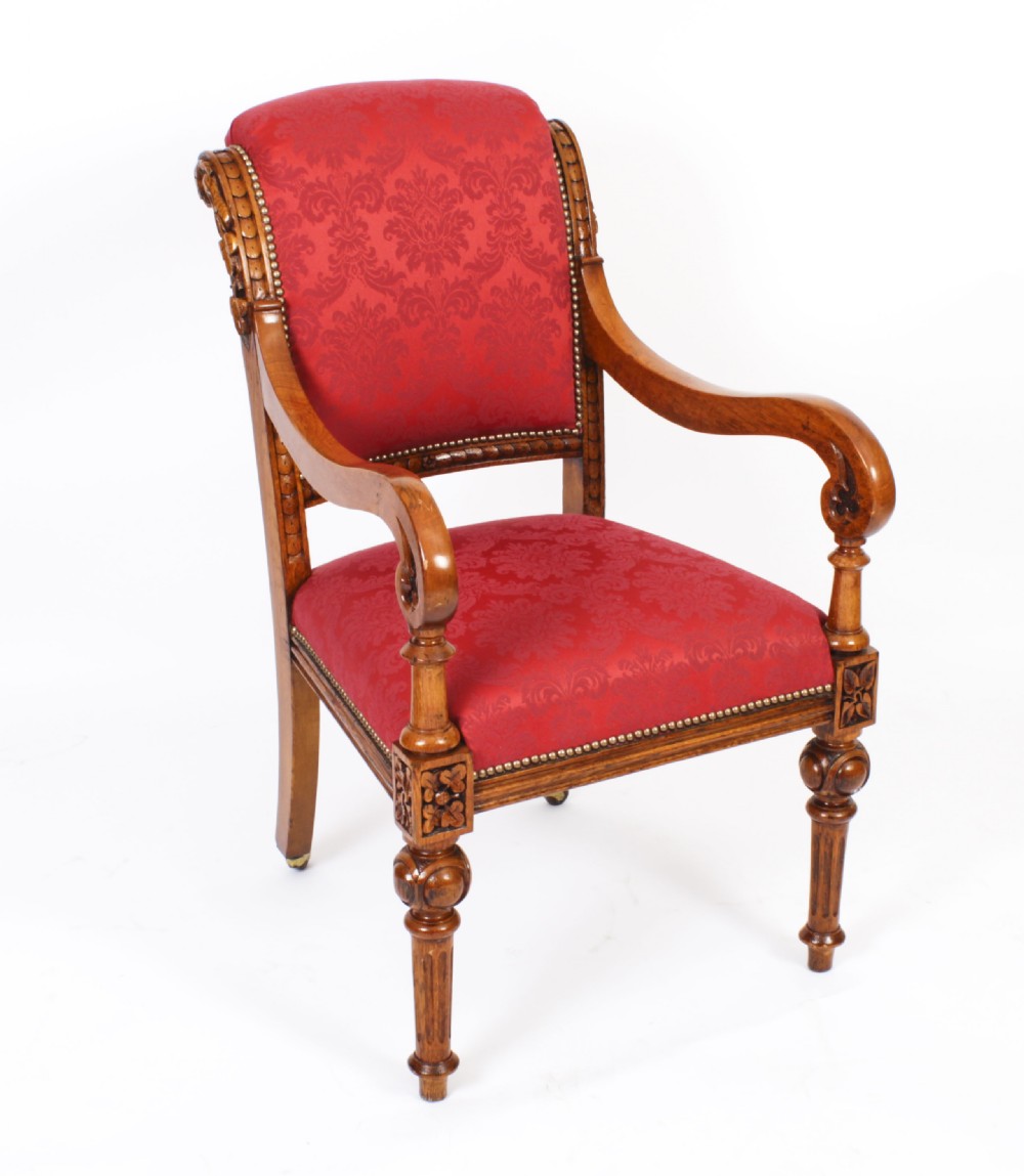 Antique Set 14 Irish Oak Open Armchairs C1840 19th C
 View V