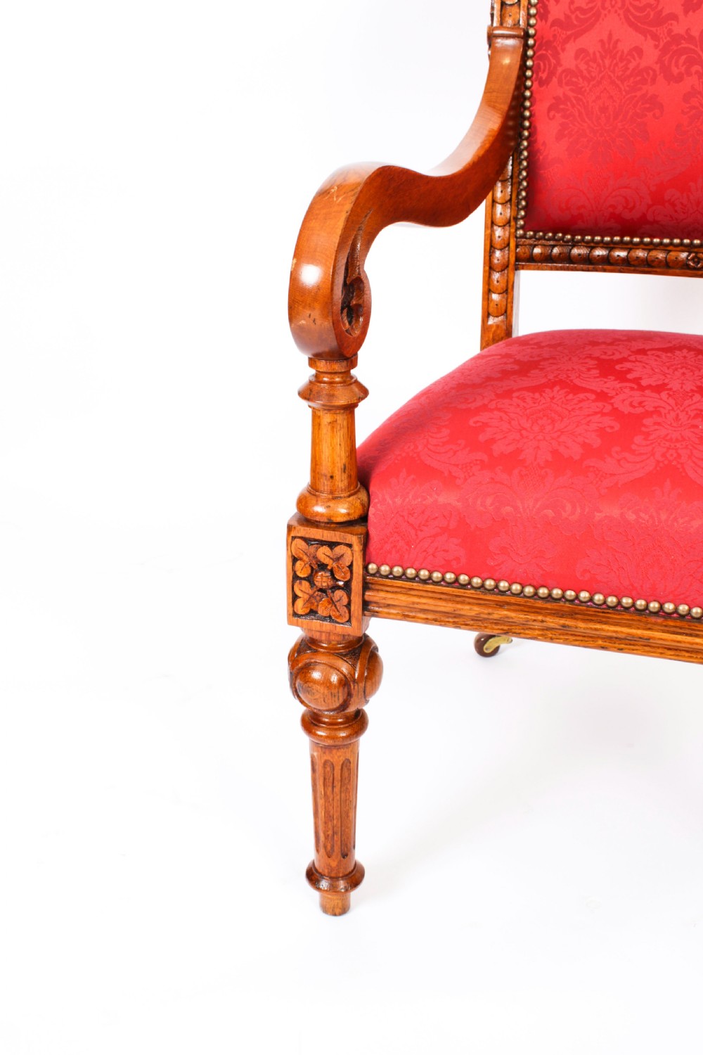 Antique Set 14 Irish Oak Open Armchairs C1840 19th C
 View XV