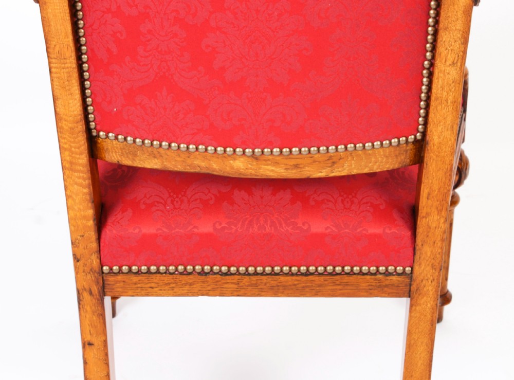 Antique Set 14 Irish Oak Open Armchairs C1840 19th C
 View XXVI
