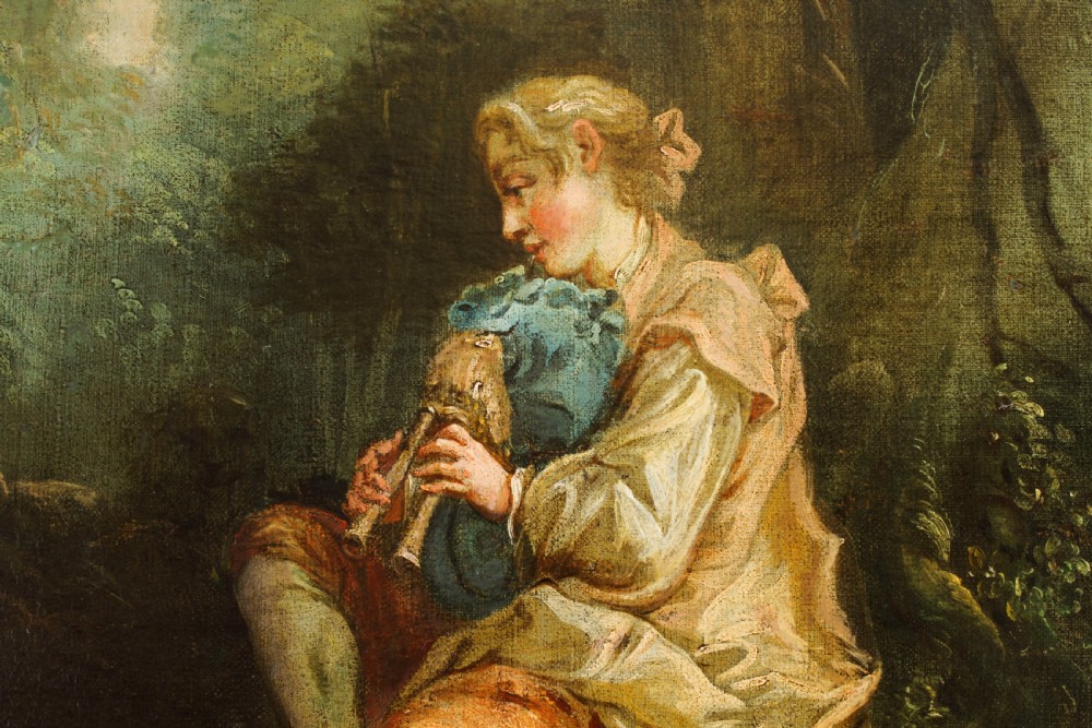 Antique Oil Painting Manner of Jean-Antoine Watteau The Serenade Early 19Th C
 View VII