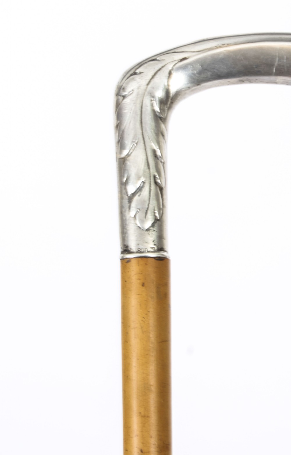 Antique French Art Noveau Silver Ebonized Walking Cane Stick Circa 1890
 View IV