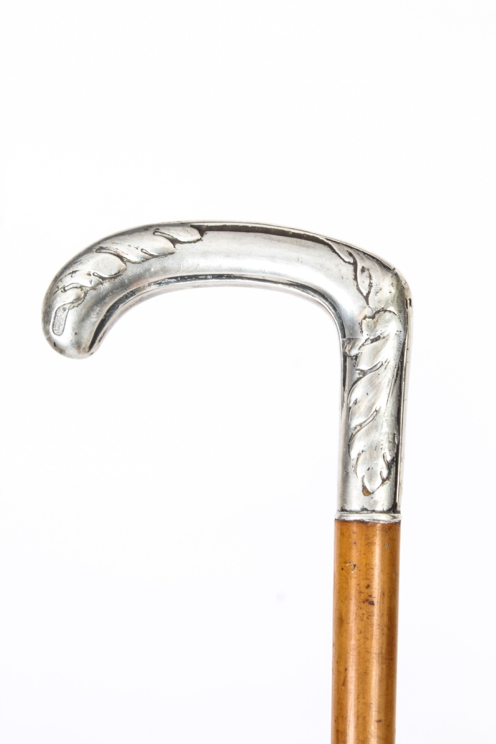 Antique French Art Noveau Silver Ebonized Walking Cane Stick Circa 1890
 View VII