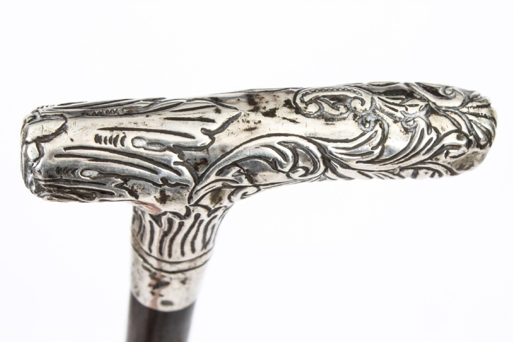 Antique Silver Ebonized Walking Cane Stick c1890 19th Century
 View VII