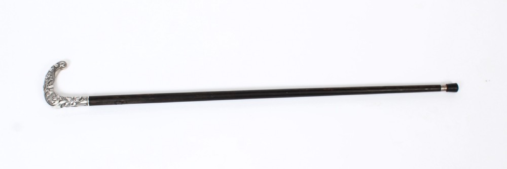 Antique French Art Noveau Silver Walking Cane Stick 19th Century
