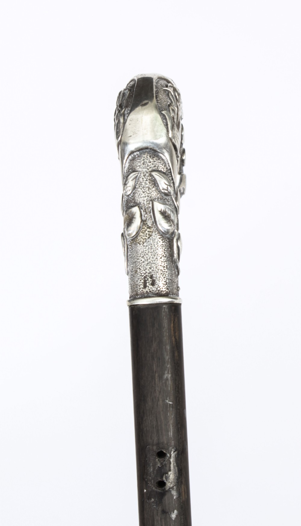 Antique French Art Noveau Silver Walking Cane Stick 19th Century
 View VII
