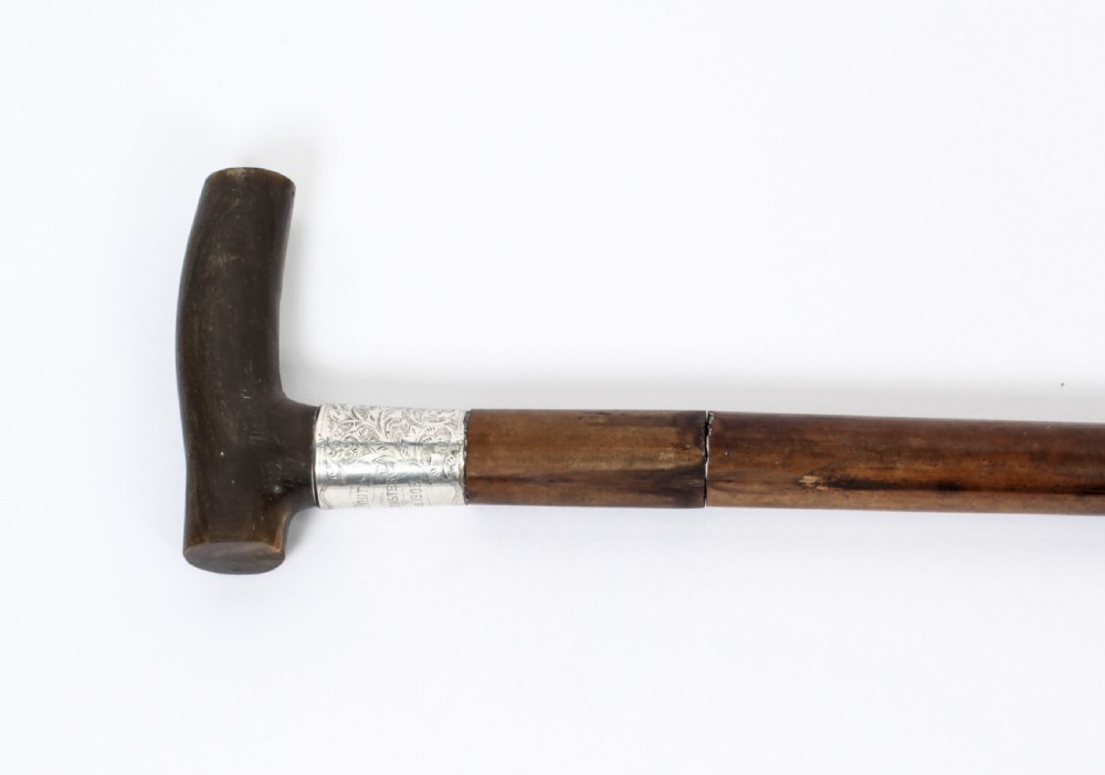Antique English Horn & Malacca Sword / Walking Stick Cane 19th Century
 View XI