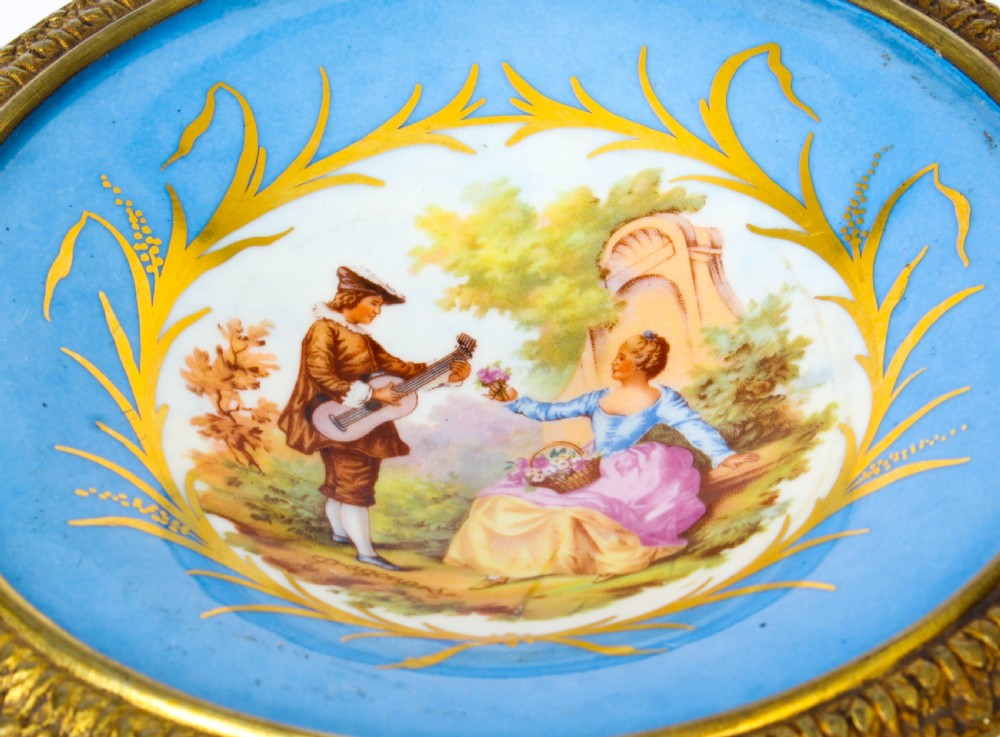 Antique Pair French Ormolu Mounted Sevres Porcelain Tazzas 19th C
 View VI