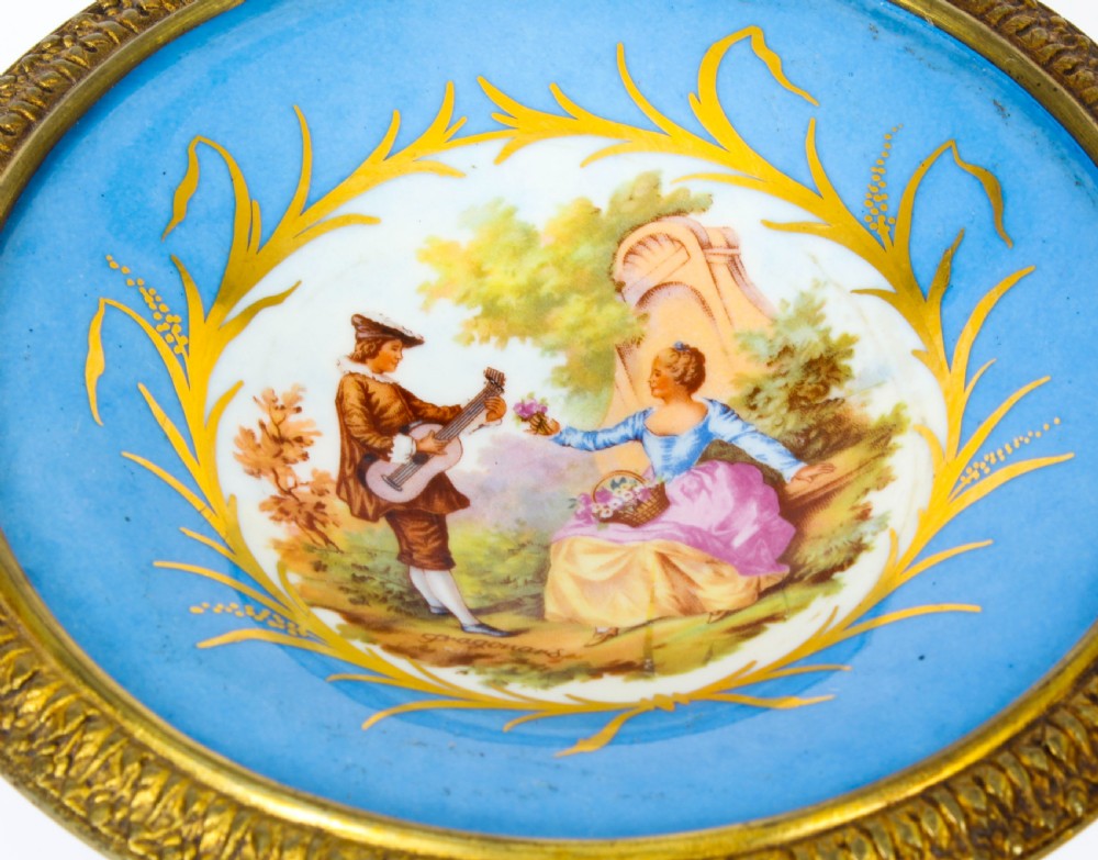 Antique Pair French Ormolu Mounted Sevres Porcelain Tazzas 19th C
 View XV