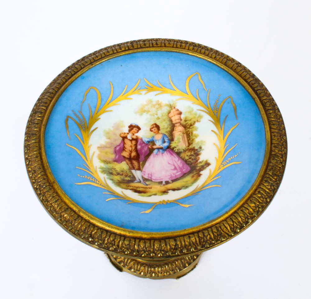 Antique Pair French Ormolu Mounted Sevres Porcelain Tazzas 19th C
 View XVII