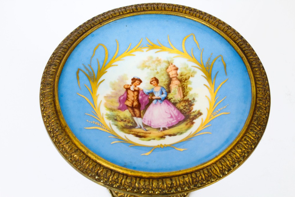 Antique Pair French Ormolu Mounted Sevres Porcelain Tazzas 19th C
 View XVIII