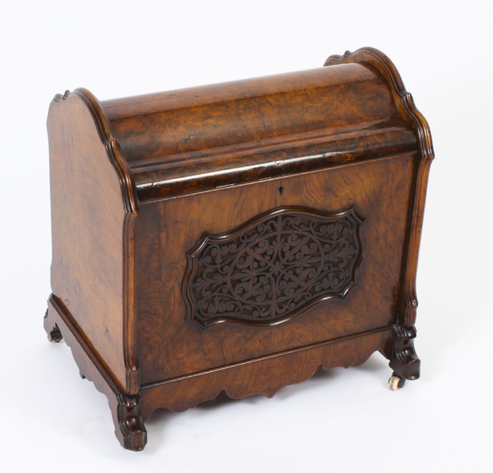 Antique Victorian Burr Walnut Music Canterbury Magazine Rack 19th C
