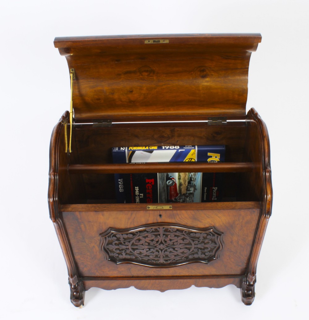 Antique Victorian Burr Walnut Music Canterbury Magazine Rack 19th C
 View II