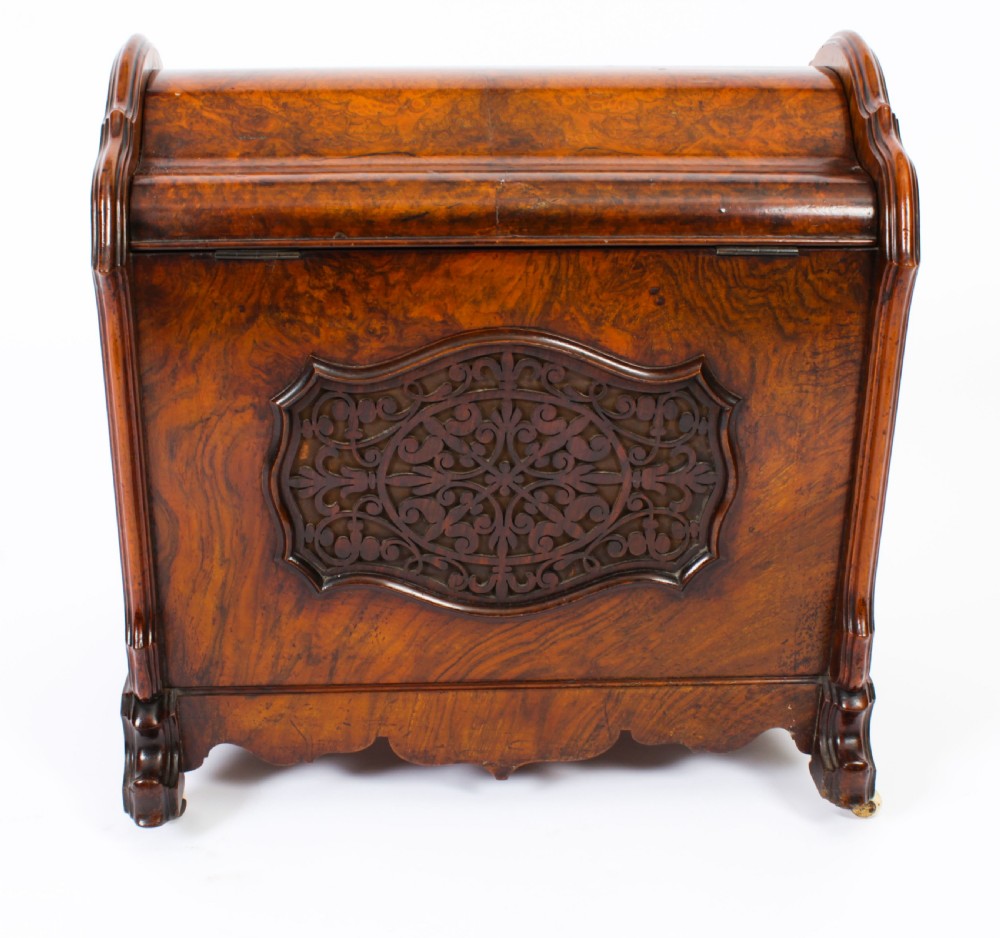 Antique Victorian Burr Walnut Music Canterbury Magazine Rack 19th C
 View III