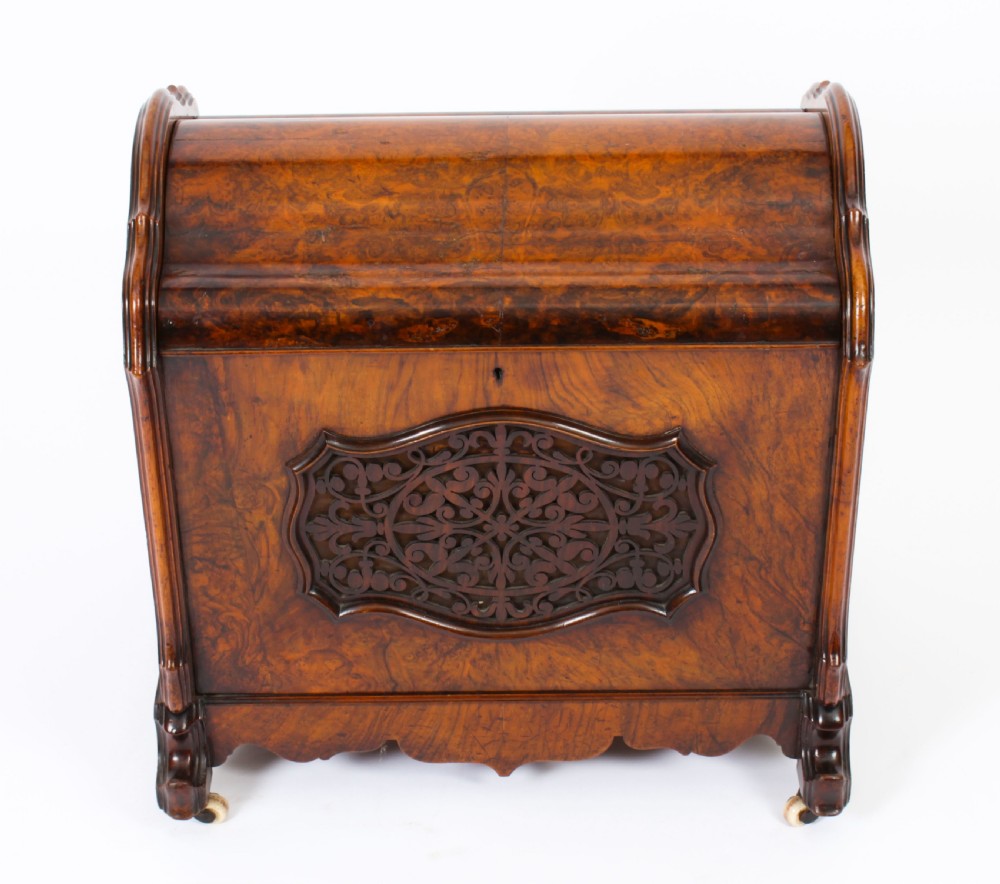 Antique Victorian Burr Walnut Music Canterbury Magazine Rack 19th C
 View VII