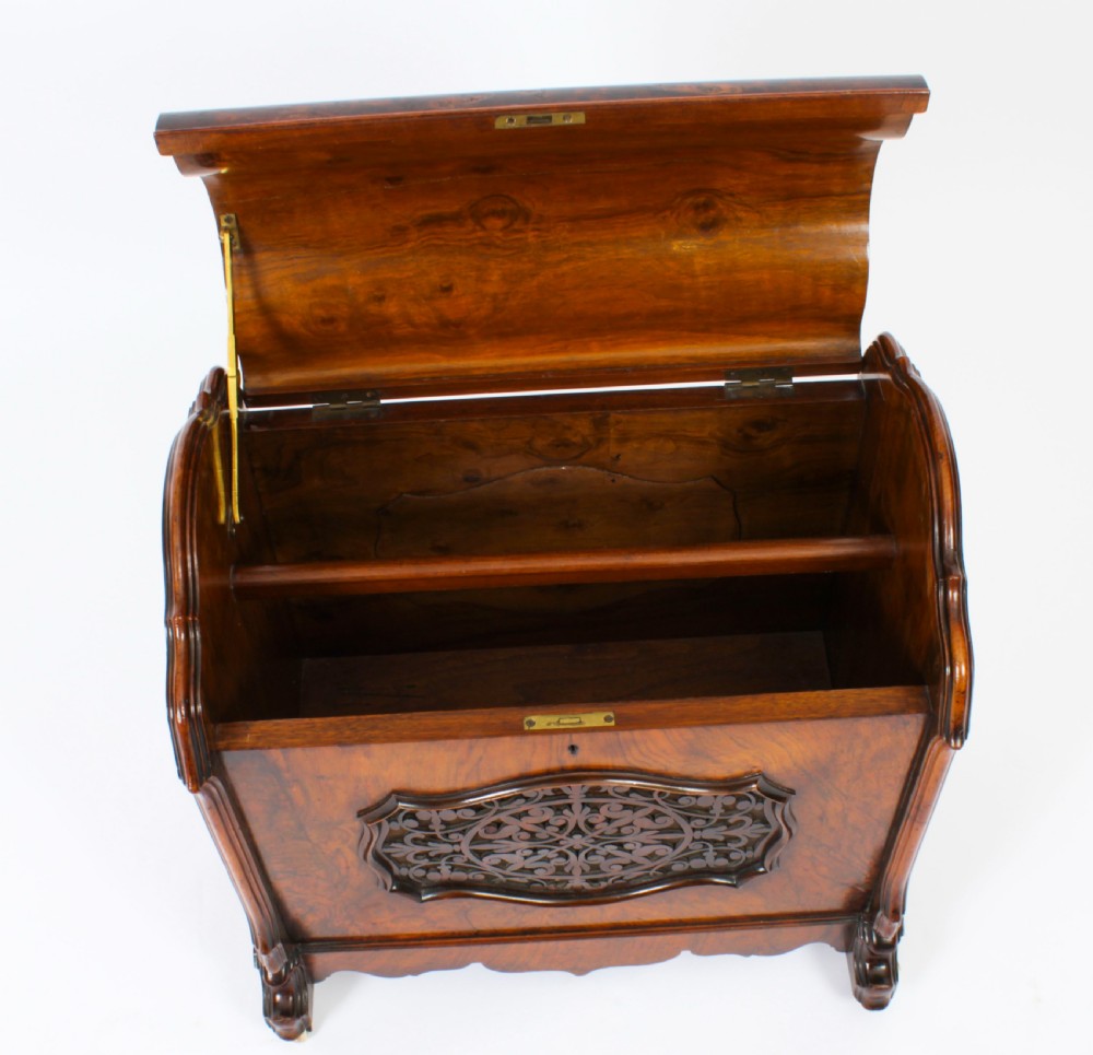 Antique Victorian Burr Walnut Music Canterbury Magazine Rack 19th C
 View XIII