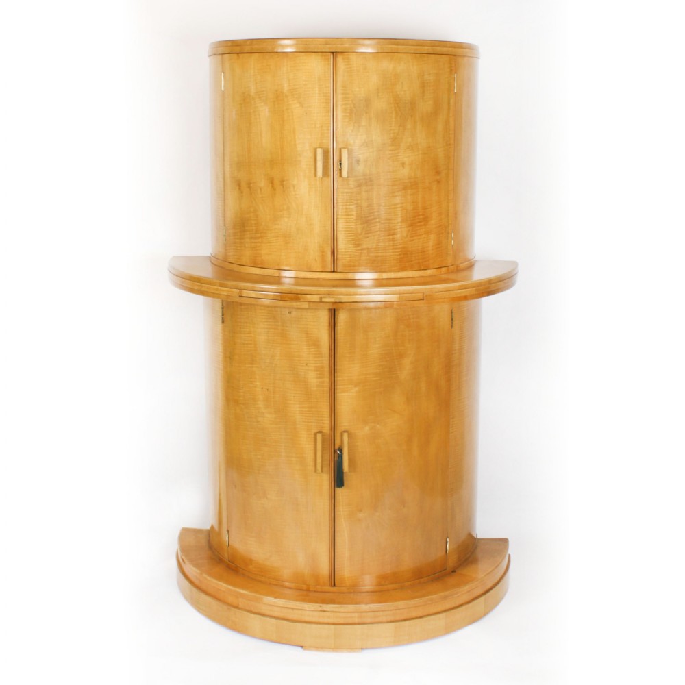 Antique Art Deco Satinwood Cocktail Cabinet by Hille & Glassware C1920
