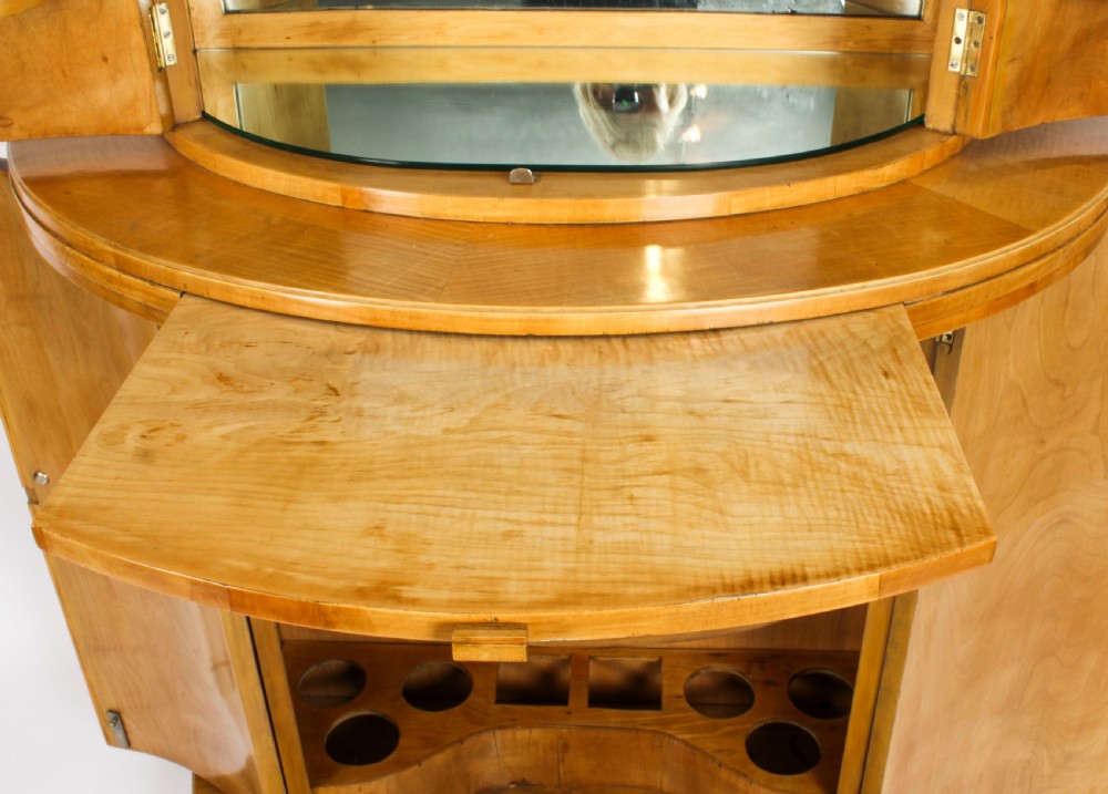 Antique Art Deco Satinwood Cocktail Cabinet by Hille & Glassware C1920
 View XIII
