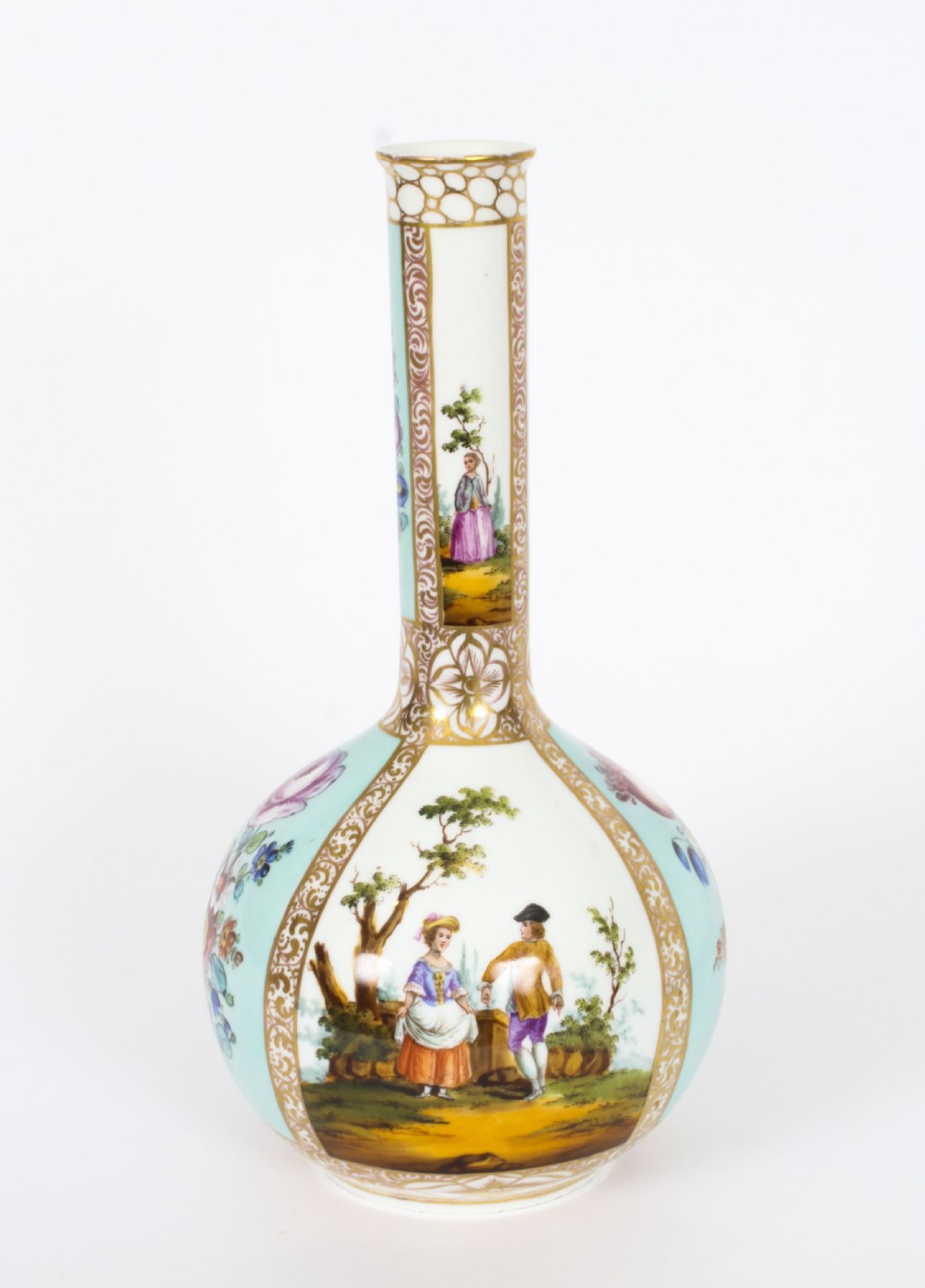 Antique Pair Helena Wolfsohn Dresden Porcelain Vases Provenance 19th C
 View XIX